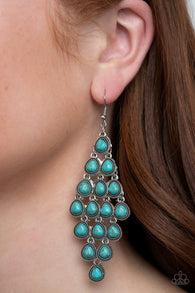 "Rural Rainstorms" Silver Blue Crackle Turquoise Netted Dangle Earrings