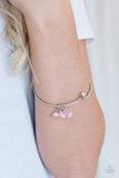 "Marine Melody" Silver Metal Pink Bead & Clear Rhinestone Bracelet