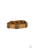 "Plainly Pirate" Men's Brown Sueded LEATHER Brass accent Snap Bracelet