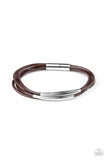 "Power Cord" Brown Corded Leather & Silver Magnetic Closure Bracelet