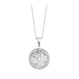 Stainless Steel Tree of Life with Simulated Diamond Loose Stones Pendant & Chain (18 in)