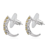 Platinum over Sterling Silver Yellow Apatite J-Hoop Earrings