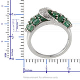 Platinum Sterling Silver EMERALD & Diamond Accent Buckle Ring (Size 10 Only)