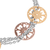 ION Plated Yellow & Rose Gold Stainless Steel Flower Bracelet (6.5"-8")