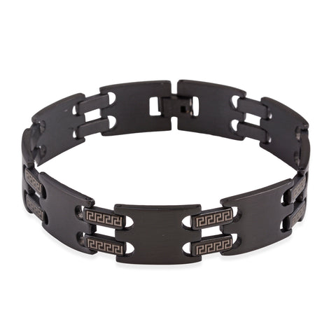 Men's ION Plated Black Stainless Steel Link Bracelet (8.75 in)