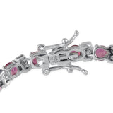 Platinum over Sterling Silver Red RUBY and White Topaz Line Bracelet (7.50 in)