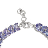 Platinum/Sterling Silver 16.8cts.Tanzanite Double Marquee Cut Line Bracelet (6.50-7 in)