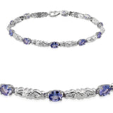 Platinum over Sterling Silver 3.5cts. Tanzanite Bracelet With Design (7.50 in)