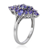 Platinum over Sterling Silver Cluster Style TANZANITE Ring (Size 6 Only)