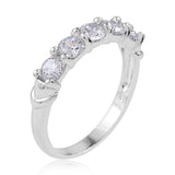 Silver Plated Brass White Cubic Zirconia Stackable 5 Stone Ring (size 9)