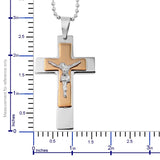 Oversized ION Plated Yellow Gold Stainless Steel Crucifix Cross Pendant with Chain