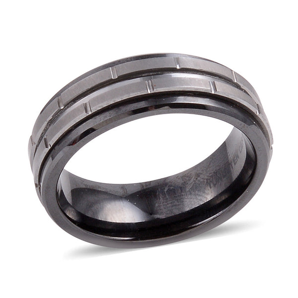 Men's Tungsten and Black Ceramic Band Ring with Comfort Fit Unisex