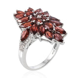 Sterling Silver Mozambique GARNET & WHITE TOPAZ Cluster Ring (Size 10 Only)