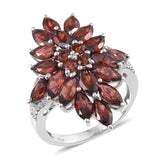 Sterling Silver Mozambique GARNET & WHITE TOPAZ Cluster Ring (Size 10 Only)