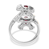 Designer YG/Platinum /Sterling Silver RUBY Bypass Double Cross Ring