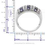 Platinum Sterling Silver TANZANITE & White TOPAZ Row Ring (Size 7)