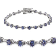 Platinum over Sterling Silver 3.8cts. Tanzanite Oval Cut Bracelet (7.50 in)