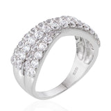 Platinum over Sterling Silver White Zircon Band Ring (Size 6 Only)