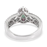 Sterling Silver Pear Cut EMERALD , RUBY & WHITE TOPAZ Ring (Size 7 Only)