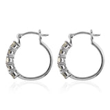 Platinum over Sterling Silver Yellow Canary Apatite Hoop Earrings