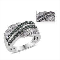 Platinum Sterling Silver COLOR CHANGE GARNET & WHITE ZIRCON Ring (Size 6)