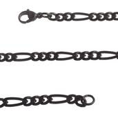 Men's ION Plated Black Stainless Steel Figaro Chain (24 in) Unisex