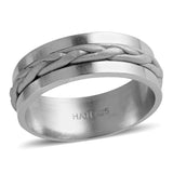 Men's Rhodium over Sterling Silver Braided Band Ring Unisex
