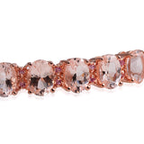 14K Rose Gold/Sterling Silver MORGANITE & Pink SAPPHIRE Bangle Bracelet (7.25 in)