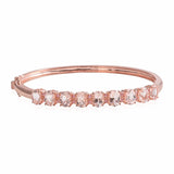 14K Rose Gold/Sterling Silver MORGANITE & Pink SAPPHIRE Bangle Bracelet (7.25 in)