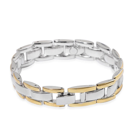 Men's Silvertone & Goldtone MAGNETIC Link Bracelet (7.50") Unisex