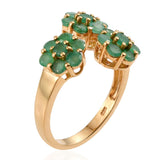 14K Y Gold Sterling Silver Brazilian EMERALD Floral Flower Ring (Only Size 8)