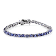 Platinum over Sterling Silver 7.2cts Tanzanite Oval Line Bracelet (6.50 in)