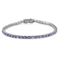 Platinum over Sterling Silver 8.9cts Tanzanite Oval Line Bracelet (8.00 in)