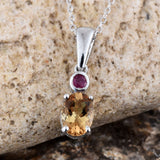 Platinum over Sterling Silver MARIALITE Pendant with a RUBY Accent and 20" Chain