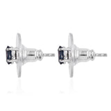 Platinum over Sterling Silver BLUE SAPPHIRE Stud Earrings