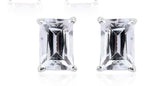 Set of 2 Sterling Silver Rose De France Amethyst Studs & White Topaz Earrings