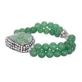 Green Quartzite & Green Drusy Austrian Crystal Bead Bracelet (7.50")