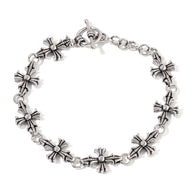 Unisex Stainless Steel Medieval Maltese Cross Bracelet With Toggle Closure (8.50 in)