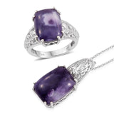 Sterling Silver Utah Tiffany Stone Ring and Pendant Set with Choker
