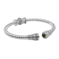 Stainless Steel Chinese Peridot Hinged Bangle Bracelet (7.50 in)