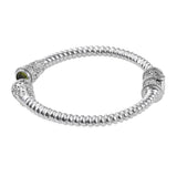 Stainless Steel Chinese Peridot Hinged Bangle Bracelet (7.50 in)