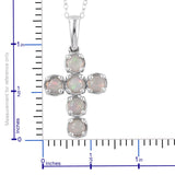 Platinum over Sterling Silver Ethiopian Welo Opal Cross Pendant and 20" Chain