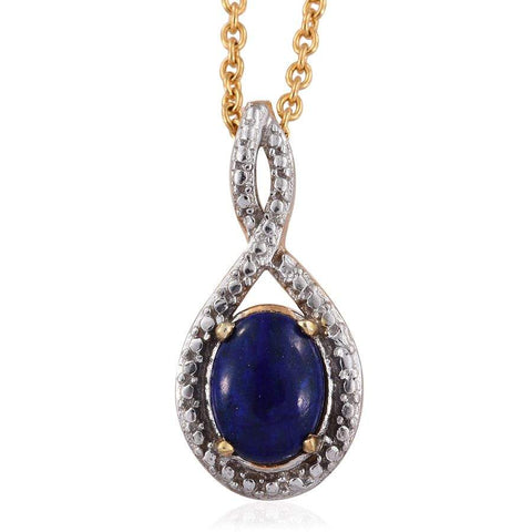 14k Gold over Sterling Silver Lapis Lazuli Eternity Pendant with 18" Chain