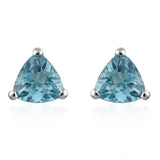 Platinum over Sterling Silver Trillion Madagascar Apatite Stud Earrings (.900ct)