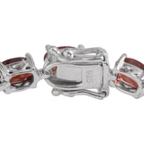 Rhodium Sterling Silver 17cts. Mozambique GARNET Line Tennis Bracelet (7.75 in)