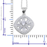 Sterling Silver Art Deco Style Pendant with Shimmering Cubic Zirconia & 18" Chain