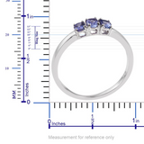 Platinum over Sterling Silver TANZANITE Trilogy Ring .570 cts