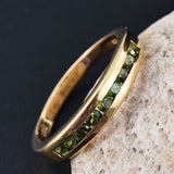 14k Yellow Gold Sterling Silver Channel Set CHROME DIOPSIDE Ring (Size 5 Only)