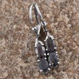 Platinum over Sterling Silver Natural Silver SAPPHIRE Lever Back Earrings