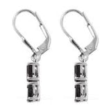 Platinum over Sterling Silver Natural Silver SAPPHIRE Lever Back Earrings